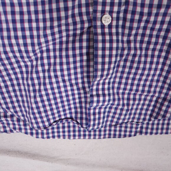 J Crew Mens L Slim Performance Button Shirt Purple Plaid Preppy Modern Classic - Picture 7 of 12